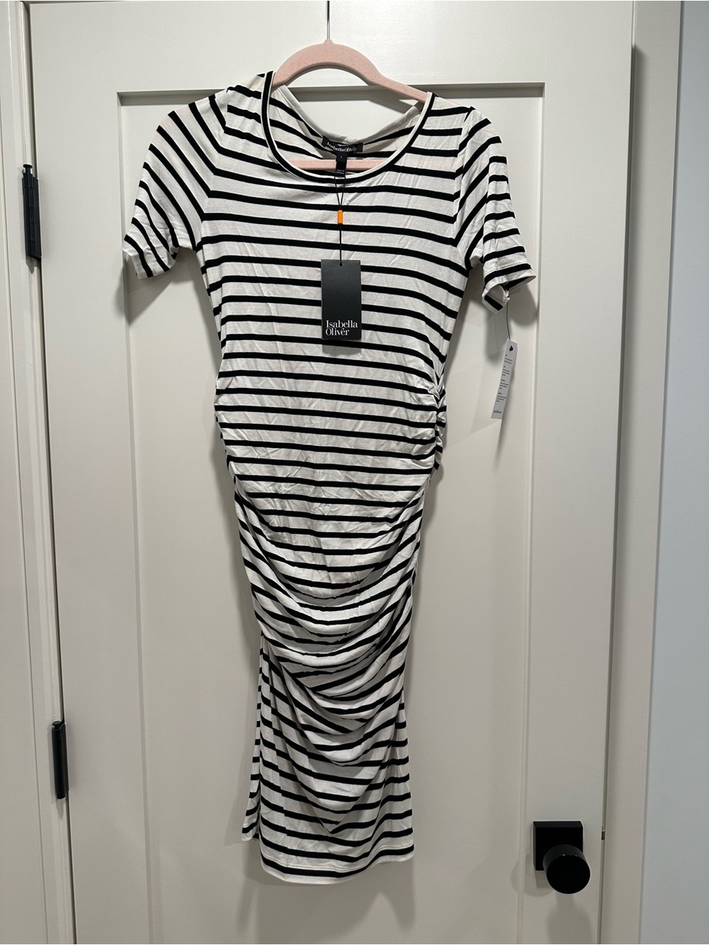 Isabella Oliver Black & White Striped Maxi Maternity Dress